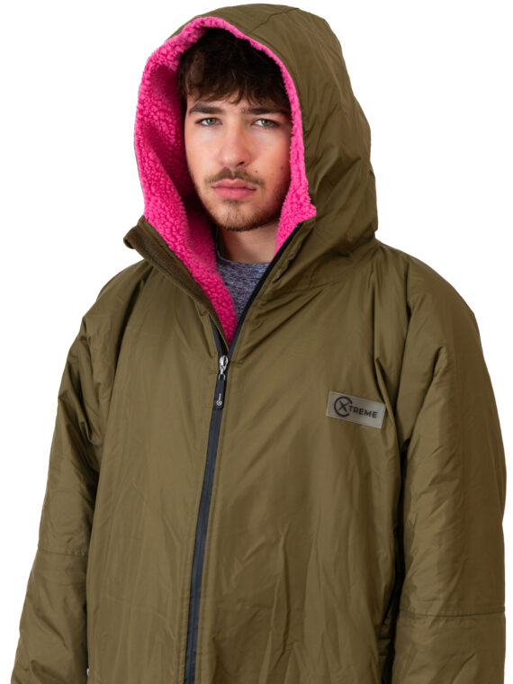 Xtreme Green Waterproof Jacket With Pink Fleece Lining