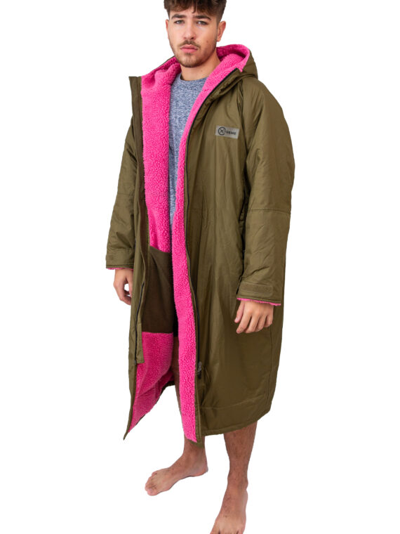 Xtreme Green Changing Robe with Shocking Pink Fleece Lining