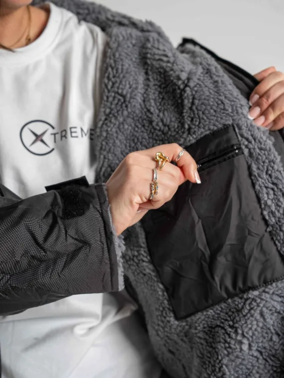 Xtreme Black Waterproof Jacket With Grey Fleece Lining