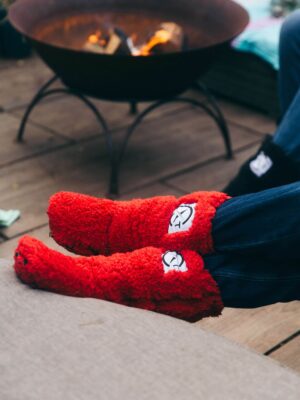 Xtreme Fluffy Furry Sock Boots - Racing Red