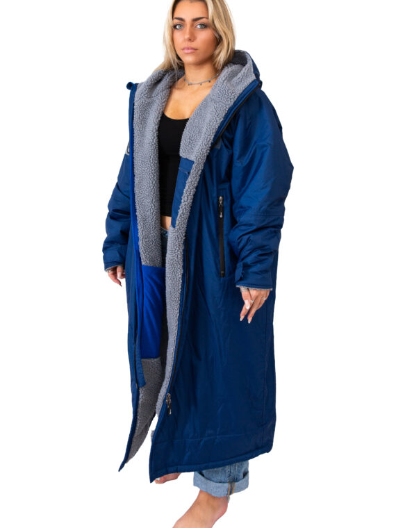 Xtreme Blue Changing Robe with Grey Fleece Lining