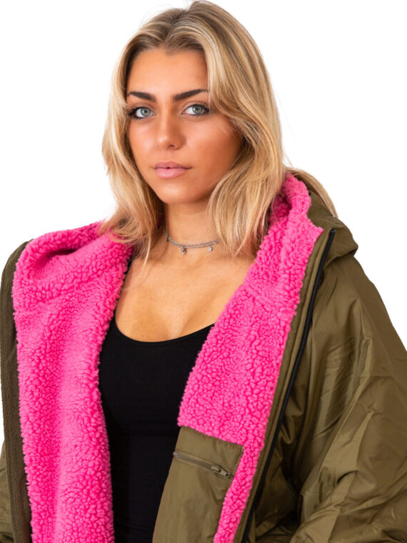 Xtreme Green Waterproof Jacket With Pink Fleece Lining