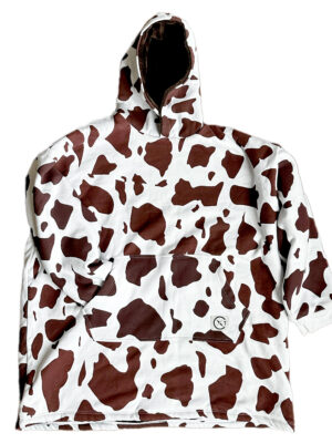Xtreme Blanket Hoodie - Brown Cow Print with Brown Faux Fur Lining